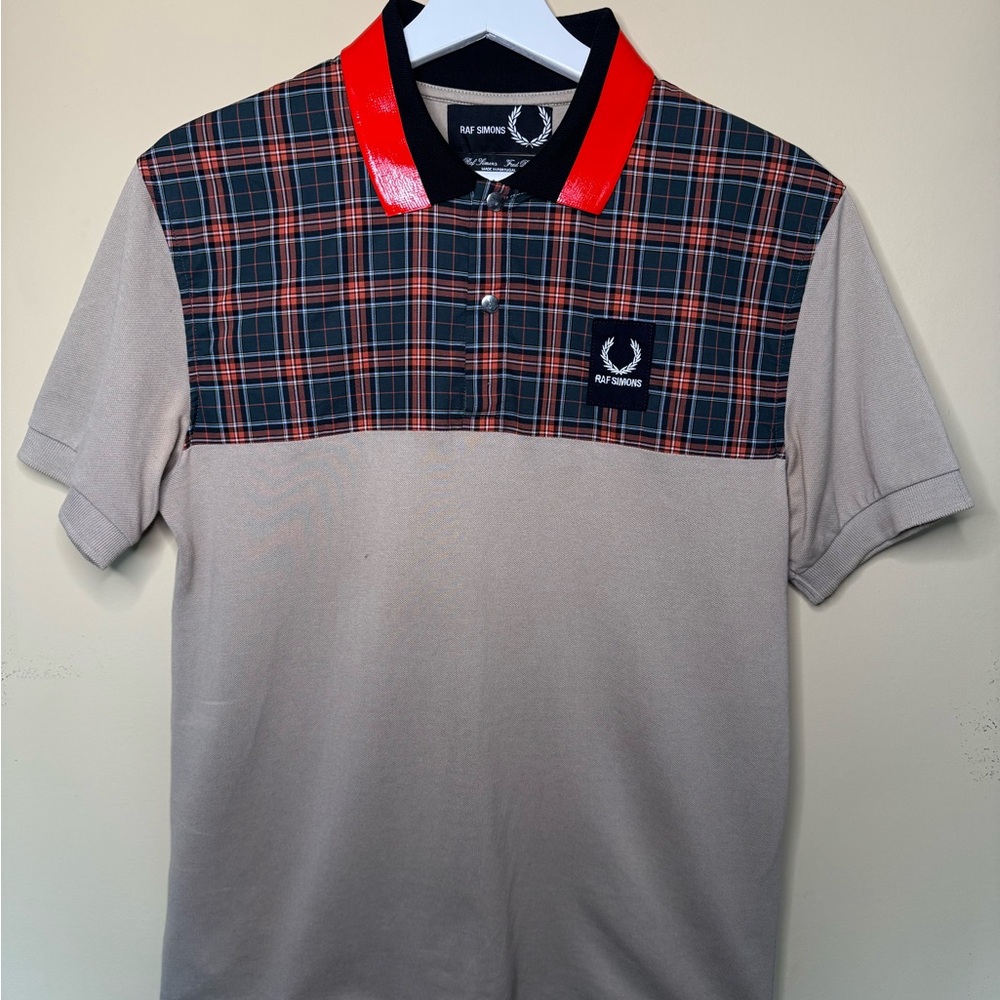 Raf Simons x Fred Perry Check Yoke Polo - Red/Tan